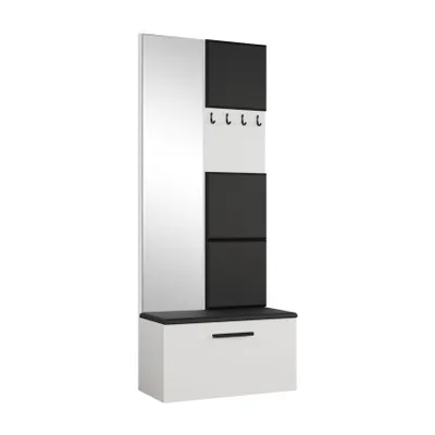 Produktbild von AX LIVING Kleiderschrank mit Spiegel Rosanno III - 80,6 cm Weiß JS100