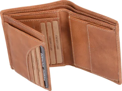Produktbild von Herrenbörse Herren Geldbörse Leder Brieftasche Kombibörse , cognac, hell