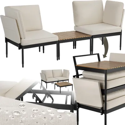 Obrázek produktu pro tectake® Hliníkový zahradní set Magaluf 5 v 1 funkce, 5stupňově nastavitelné opěradlo, silné polstrování