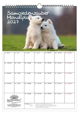 Produktbild von Samojedenzauber Planer DIN A3 Kalender für 2027 Welpen und Hunde - Seelenzauber