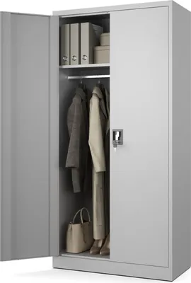 Produktbild von Muralo Sozialraumschrank aus Stahl MEHRZWECKSCHRANK für Büro Stahlschrank für Dokumente Akten Hellgrau 90x45x185cm