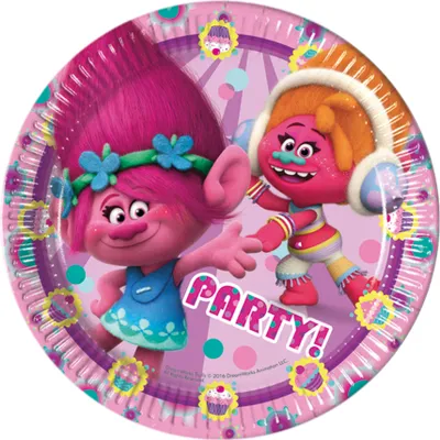 Image de Dreamworks Trolls Poppy anniversaire des enfants 8 assiettes en carton de fête 23cm