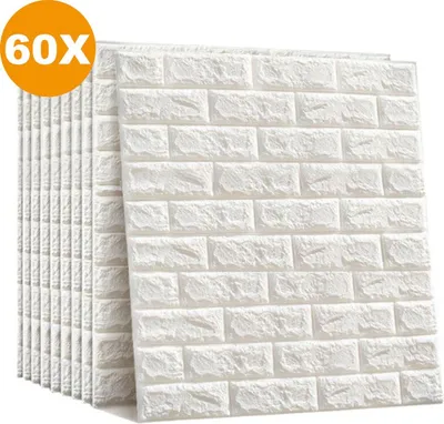 Immagine prodotto di Pannelli murali 3D – Bianchi – 60 pezzi – Autoadesivi – Idrorepellenti – 70x77 cm – Decorazione murale – PVC