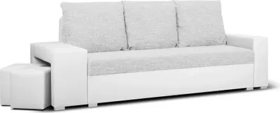 Produktbild von 3-Sitzer-Sofa mit Schlaffunktion HUBERT2 - Silber/Weiß