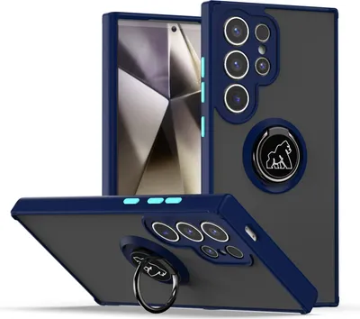 Immagine prodotto di Custodia per Samsung Galaxy S24 Custodia in TPU traslucido ultra opaco con supporto ad anello e supporto Blu scuro