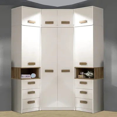 Produktbild von DESIGN MÖBEL Eckkleiderschrank mit Schubladen – Garderobenschrank für Schlafzimmer & Kinderzimmer – GUSTAVO 14