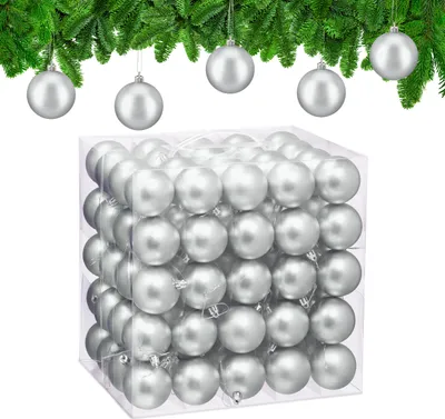 Obrázek produktu pro Relaxdays vánoční koule, sada 100 ks, vánoční dekorace, matný design, vánoční koule, ozdoba na vánoční stromeček, průměr 6 cm, stříbrná