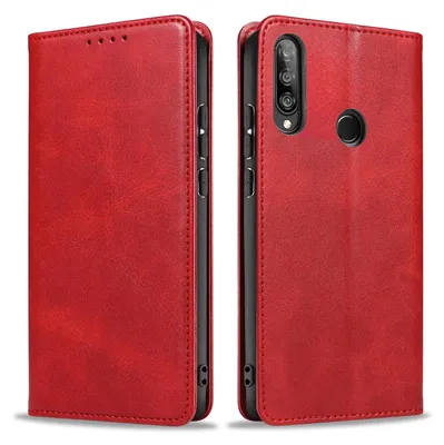 Produktbild von Handyhülle für Huawei P30 Lite Kunstleder Flip Cover Hülle Klapphülle Case Kartenfach Farbe: Rot