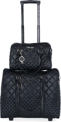 Produktbild von Kompakte Umhänge Damen Akten Laptop Rollen Trolley + Handtasche Schwarz Bowatex