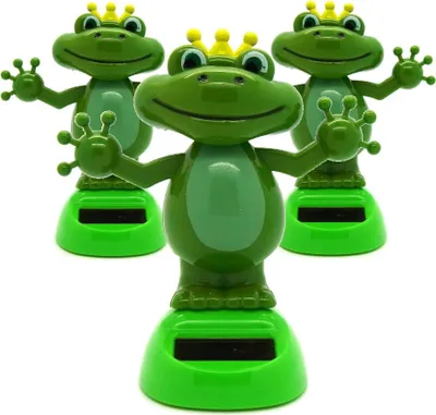 Produktbild von 3er-Set Solar Wackelfiguren Frosch - Glücksbringer & Deko, Lichtbetrieben