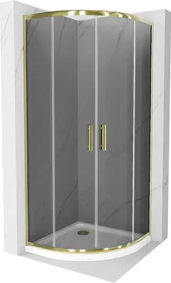 Immagine prodotto di Mexen Rio cabina doccia semicircolare 80 x 80 cm, grafite, oro + piatto doccia Flat, bianco - 863-080-080-50-40-4110G