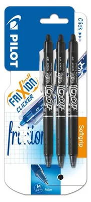 Obrázok produktu pre Pilot Frixion Clicker rollerball čierny - sada 3 ks