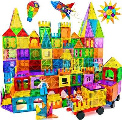 Produktbild von Magnetische Bausteine 138-teilig – Magnetbausteine für Kinder ab 3 Jahren, STEM Lernspielzeug mit 2 Autos & Aufbewahrungstasche – Kreatives 2D/3D Konstruktionsspielzeug für Jungen und Mädchen