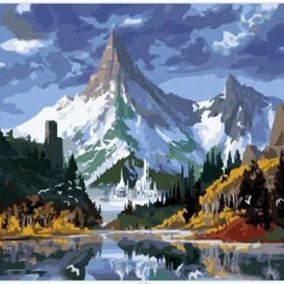 Obrázok produktu pre Obraz podľa čísel, zámok vo vysokých horách, 50x40 cm, na ráme, kreatívny