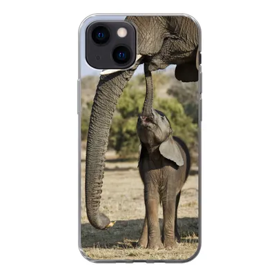 Produktbild von MuchoWow® Handyhülle Schutzhülle Hülle für iPhone 13 mini Elefant - Tiere - Gras - Natur Silikon Softcase Handy Hülle - Softcase