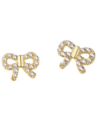 Produktbild von Schleifen Ohrringe Damen – 925 Sterling Silber 14K vergoldet – Zirkonia Ohrstecker in Gold, Silber oder Roségold – Femininer Schmuck
