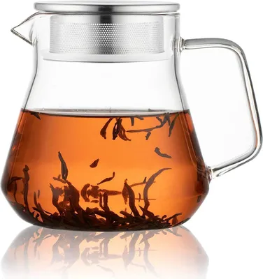 Image de One-Touch Théière en verre 600ml Couvercle de filtre en acier inoxydable Résistant à la chaleur