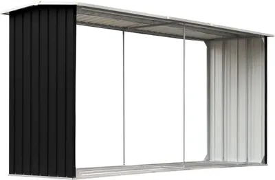 Obrázok produktu pre vidaXL Sklad palivového dreva z pozinkovanej ocele 330 x 92 x 153 cm antracit