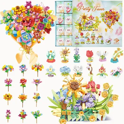 Produktbild von Adventskalender Blumenbausatz 24 Kunstblumen Deko 897 Teile