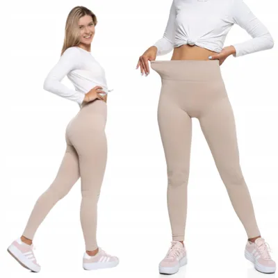 Produktbild von MORAJ Damen-Leggings mit hohem Bund und Rippstrick, modisch, sportlich, L/XL, Beige