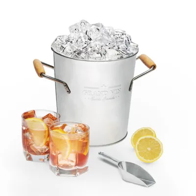 Produktbild von weinkühler/Eiskübel 5,5 Liter 20,5 cm Metall/Holz silber