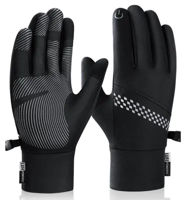 Produktbild von Handschuhe Herren Damen Winter Warm Fahrrad Sporthandschuhe Touchscreen Winddicht Rutschfest Schwarz L