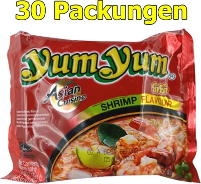 Produktbild von Yum Yum Shrimp 30er Pack (30 x 60g) instant Nudeln asiatische Nudelsuppe Garnelengeschmack