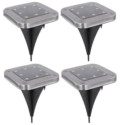 Produktbild von 4x LED Solarleuchte, Wegeleuchte, Edelstahl, LxB 10x10 cm