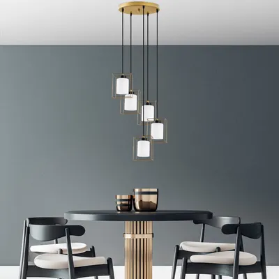 Immagine prodotto di Opviq, Swank - 702-9, lampadario, oro, corpo in metallo, 53 x 53 x 113 cm