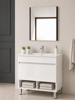 ORIGEN BATH NEBARI Badmöbel mit Füßen und Waschbecken 70x45 cm, Weiß