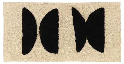 Immagine prodotto di TENDANCE: Tappetino da bagno, tappetino per il bagno, 45 x 90 cm, in cotone, beige, nero, tappetino per la doccia