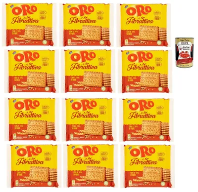 Produktbild von Oro Saiwa Fibrattiva, Frühstückskekse, Kekse mit Vollkornmehl, Biscuits mit 14% Ballaststoffen, 12x 400g + Italian Gourmet polpa 400g
