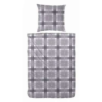 Produktbild von Hahn Flanell Bettwäsche Biber Kasten Bordeaux Hellgrau 100% Baumwolle Reißverschluss Bettbezug Kissenbezug Bettgarnitur Bettzeug 135x200 cm