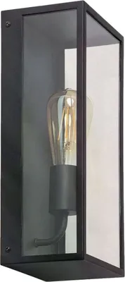 Zdjęcie produktu dla Kinkiet zewnętrzny Leonardo czarno-przezroczysty 1xE27x40W metal wym:35x10x10cm IP44 Abruzzo