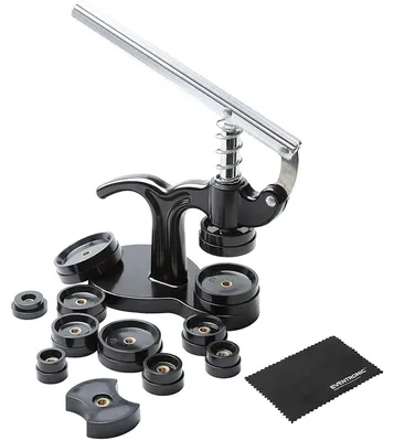 Immagine prodotto di Pressa per orologi set attrezzi per orologiai - 12 matrici - 16 inserti in plastica - Nero
