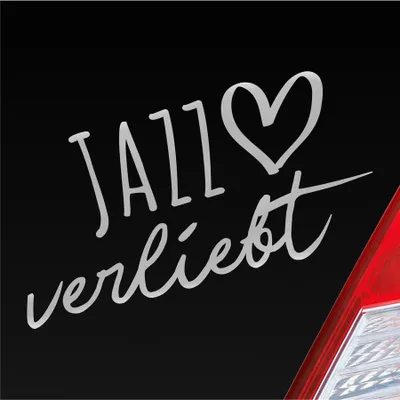 Produktbild von Auto Aufkleber Jazz verliebt Musik Herz Liebe Car 19x10 cm Silber Sticker Heckscheibenaufkleber