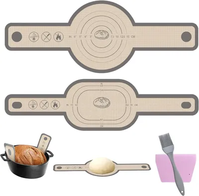 Image de Tapis de cuisson pour pain - Lot de 2 - Tapis de cuisson en silicone pour cocotte - Revêtement antiadhésif - Facile à nettoyer