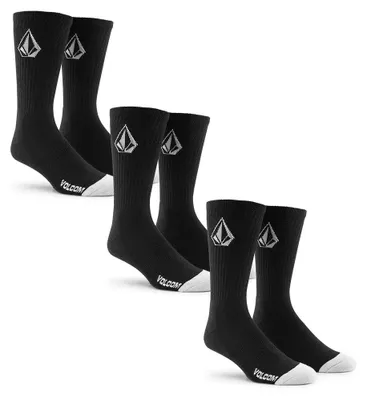 Productafbeelding van Volcom Full Stone lange sokken, 3 paar, zwart, EU 42-46, voor heren, zwart, EU 42-46