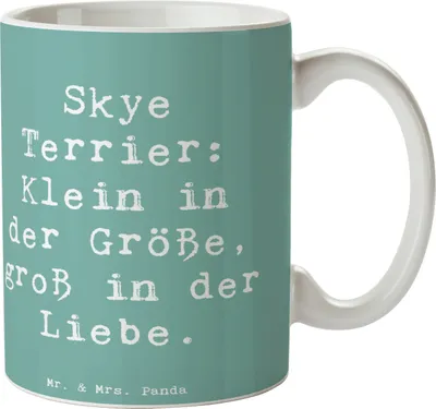 Produktbild von Mr. & Mrs. Panda Teetasse Spruch Skye Terrier Liebe - Meeresbrise - Geschenk, Hunderasse, Bedruckte Tasse, groß in der, Hunde, Becher, Hunderassen Pflege, kleines Format
