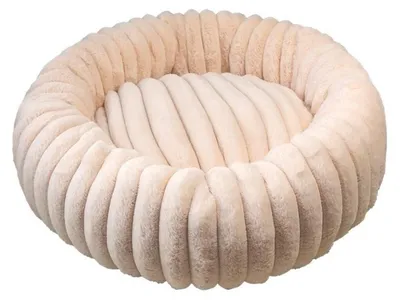 Image de Lit pour chien en forme de donut, lit pour chat, doux, moelleux, rond, 40 cm, beige