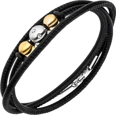 Produktbild von Armband Armschmuck Nappa-Leder schwarz mit Edelstahl & Zirkonia Lederarmband