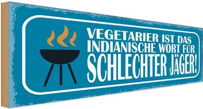 Produktbild von vianmo Holzschild 10x27 cm Vegetarier das indianishce Wort Spruch Zitat
