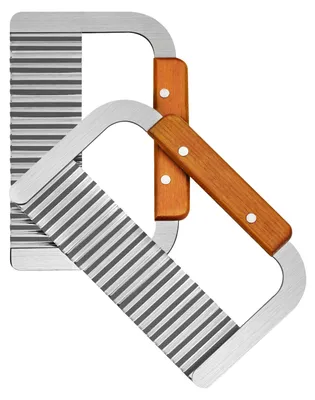 Wellenschneider Edelstahl Holzgriff, 2er-Set für Gemüse