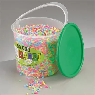 Produktbild von Nabbi® Bügelperlen im Eimer, Ø 5mm, 20.000 Stk., Pastell Mix