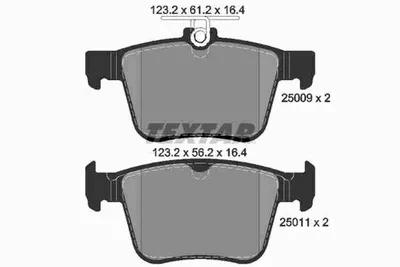 Produktbild von TEXTAR 2500901 Bremsbeläge Satz Hinten für VW Golf VII Schrägheck (5G1, BQ1, BE1, BE2) Passat Variant (3G5, CB5) Golf VII Variant (BA5, BV5) T-Roc