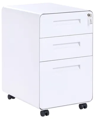 Produktbild von BELIANI Aktenschrank Weiß Metall mit 3 Schubladen Abschließbar Rollbar Modern Metallschrank für Arbeitszimmer Büro Homeoffice Garage Werkstatt