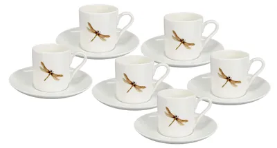Image de Set de 6 tasses en porcelaine, modèle "Mini Libellule", capacité de 70 ml, de la marque inspire