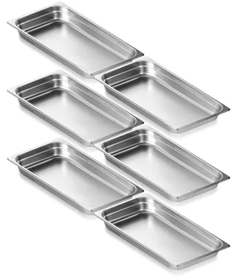Image de VEVOR Lot de 6 poêles d'hôtel,Poêle à vapeur pleine grandeur avec fonction anti-bourrage,0,8 mm d'épaisseur poêle à vapeur en acier inoxydable restaurants,2,5 pouces de profondeur poêle de table commerciale,poêle de conservation des aliments de restauration,pour l'industrie et la science