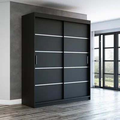 Produktbild von Schwebetürenschrank, 2-türig Schrank! Moderne Garderobe für Kleidung. Verschiedene Farben (Weiß, Schwarz, Somona) Kleiderschrank PARIS 180 cm