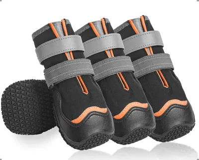 Zdjęcie produktu dla Wodoodporne buty dla psów z antypoślizgową podeszwą, 4 sztuki (M, Pomarańczowy)